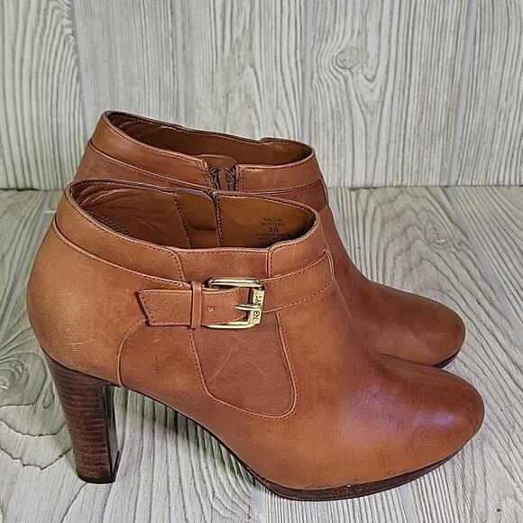 Lauren Ralph Lauren Maleah Brown Leather Ankle Boots Womens Size 8 - Picture 2 of 13
